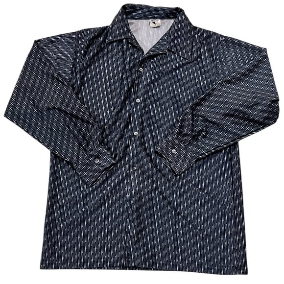 D'Annunzio Button Down Shirt Size Large Black Long Sleeves Polyester Made In USA - Picture 1 of 4